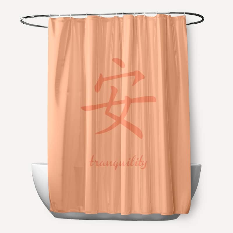 71 x 74-inch Tranquility Word Print Shower Curtain - Orange