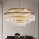 preview thumbnail 1 of 15, 32 in. Drum Modern Crystal Chandelier 4-Tier Gold Brass Kitchen Island Pendant Light for Dining Room chandelier