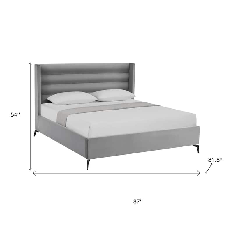 HomeRoots Green Velvet Upholstered Full Bed Frame