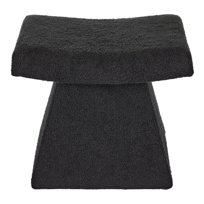 Black Teddy Upholstered T-Shape Vanity Foot Stool 19"W x 16"H