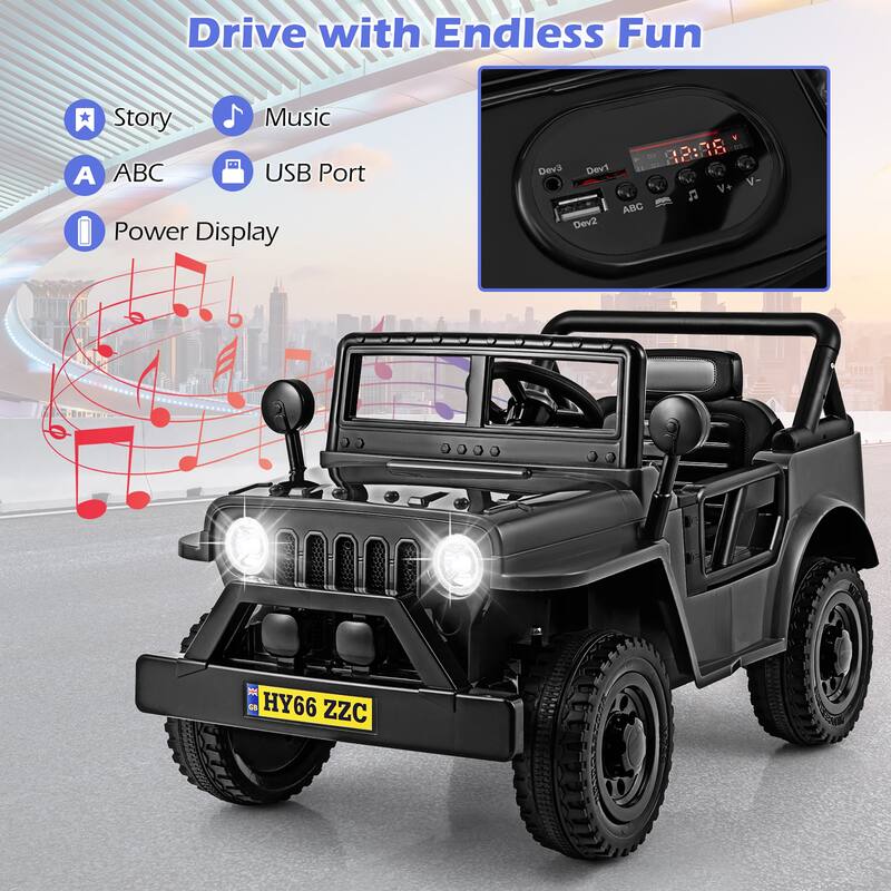 Gymax 12V Kids Ride on Truck Car w/Remote Control Threaded Wheels 3