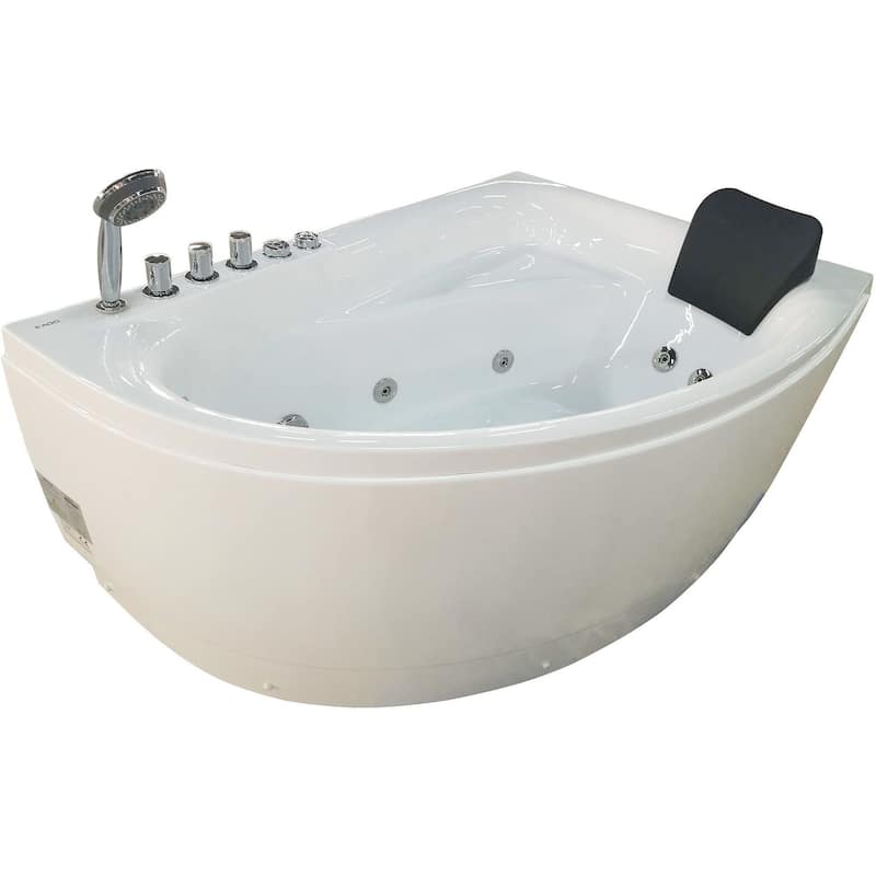 Eago 59" Acrylic Whirlpool Bathtub for Alcove Installations with - White
