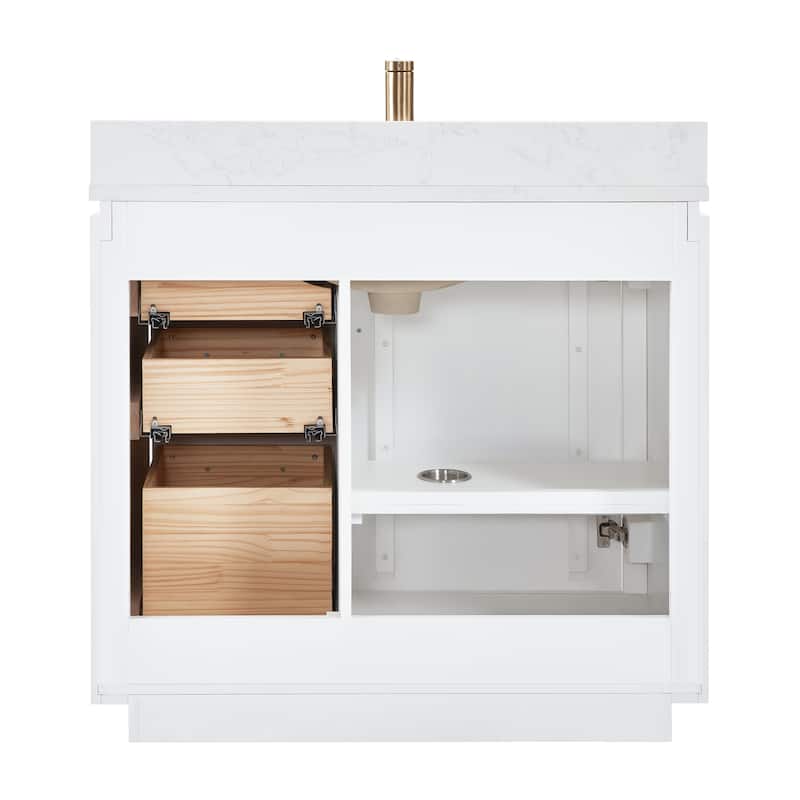 San Single Bath Vanity with Composite Stone Top and Mirror