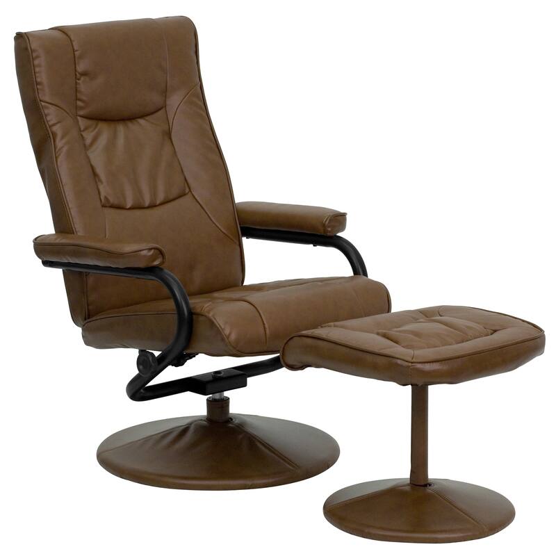 Contemporary Multi-Position Recliner and Ottoman with Wrapped Base