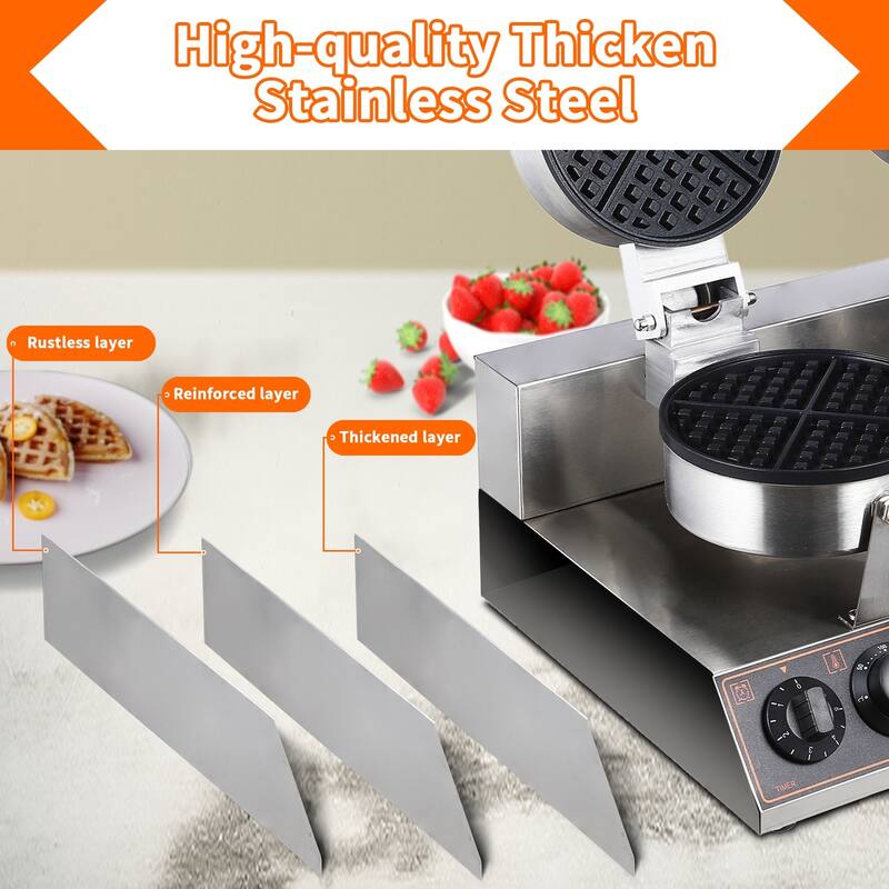 2400W Commercial Double Round Waffle Maker Machine