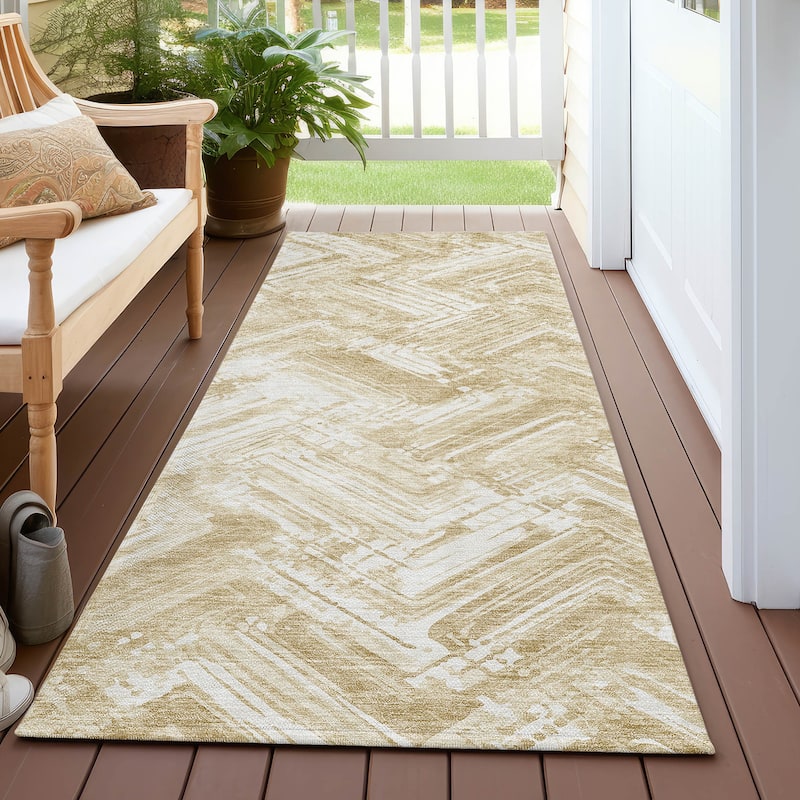 Machine Washable Indoor/ Outdoor Chantille Modern Chevron Rug