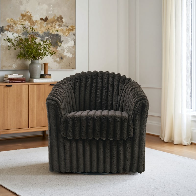 Daniel 49" Upholstered Plush Corduroy Swivel Barrel Accent Chair