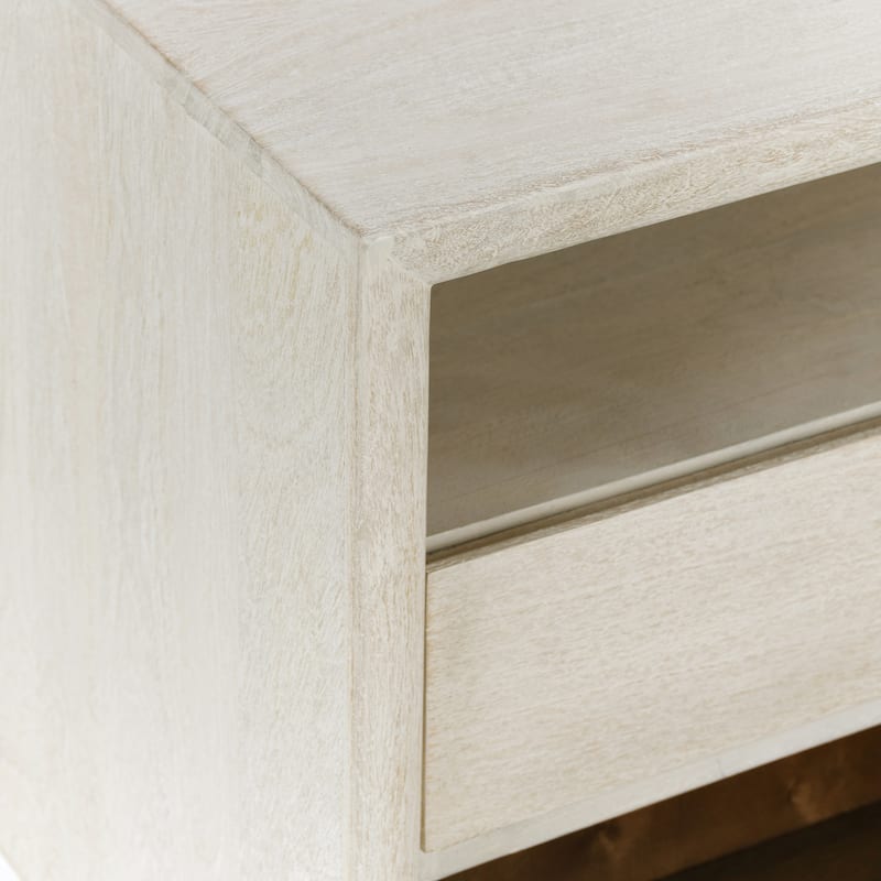 Classic Home Reece Mango Wood Nightstand in Sand