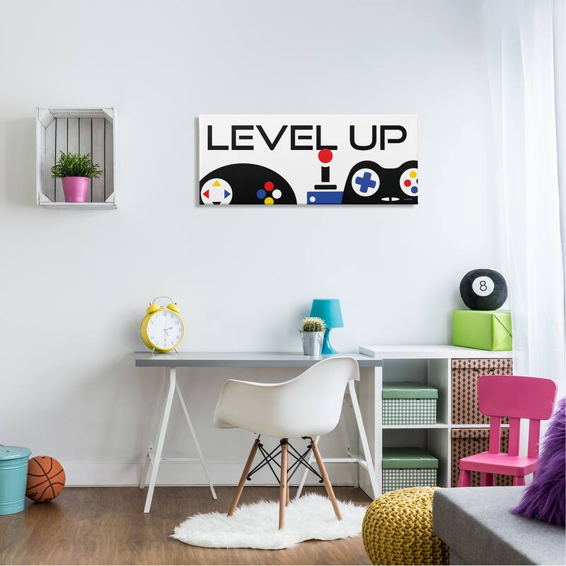 Stupell Level Up Varied Gaming Controllers Canvas Wall Art by Yass Naffas Designs