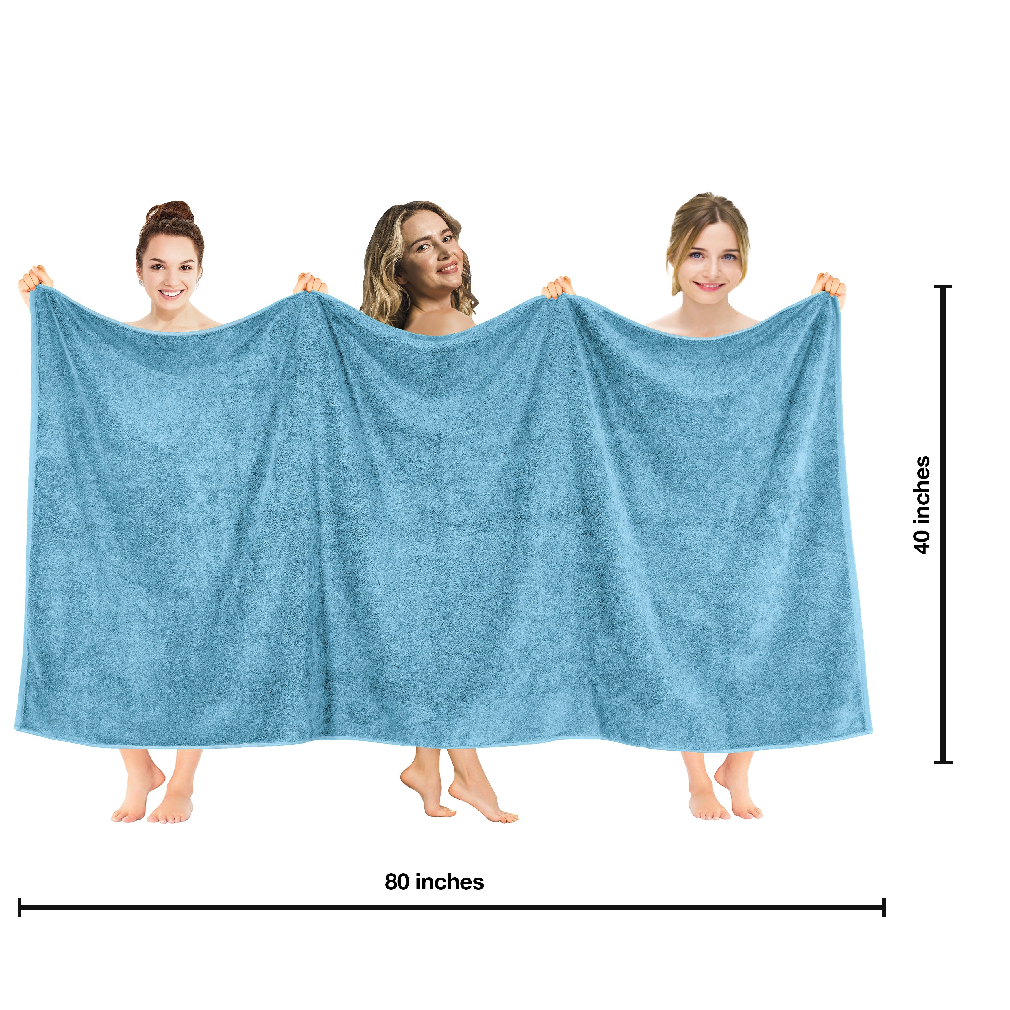 Luxury Spa 100% Combed Turkish Cotton Large Oversized Bath Sheet 40 x 80 Inch 