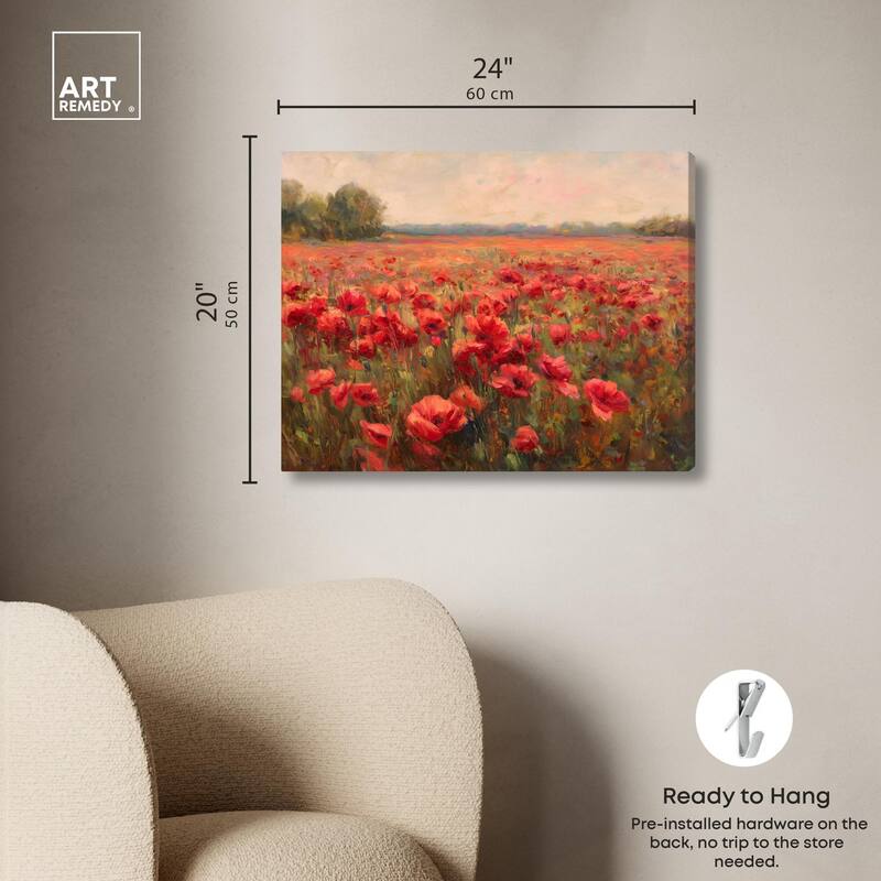 Sea of Red Poppies II Canvas by Art Remedy, Gallery Wrapped