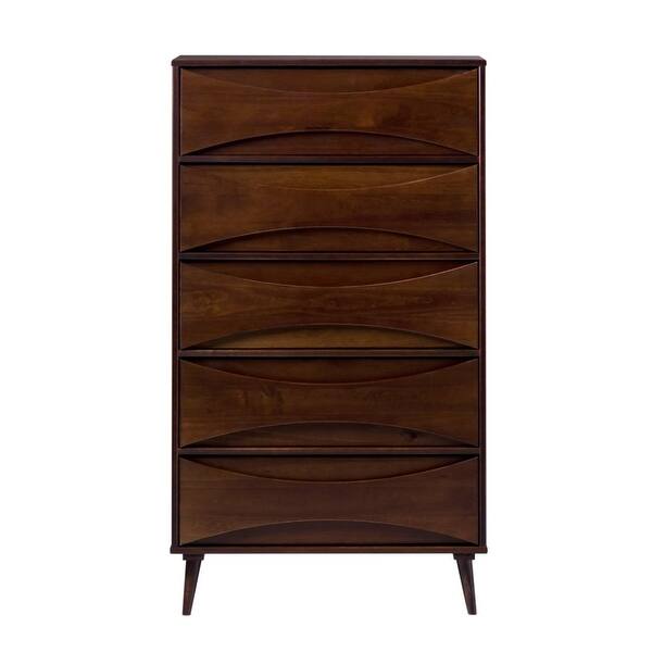 30" Mid-Century Modern Curved Front 5-Drawer Dresser, Caramel - Bed Bath &  Beyond - 37991826