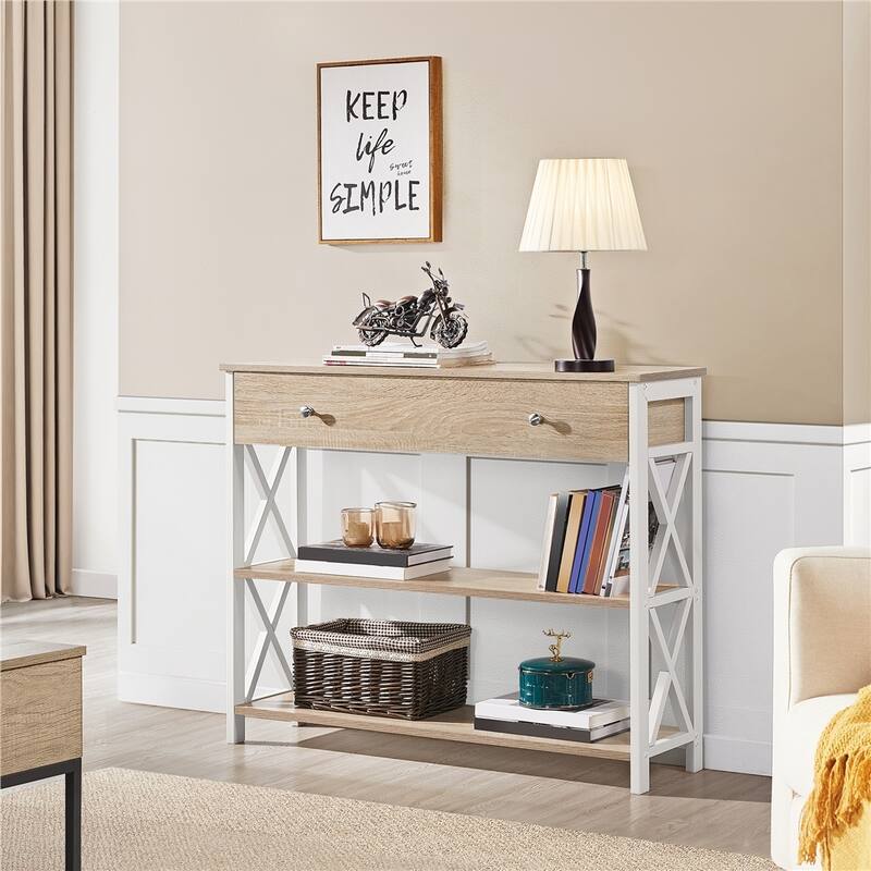 Yaheetech 3-Tire Wooden Console Table Entryway Table - Light Oak