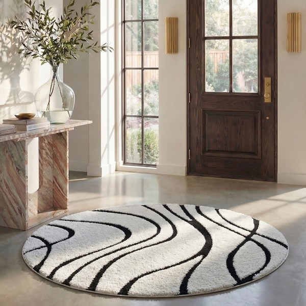 SAFAVIEH Florida Shag Sigtraud Abstract Waves 1.2-inch Thick Rug