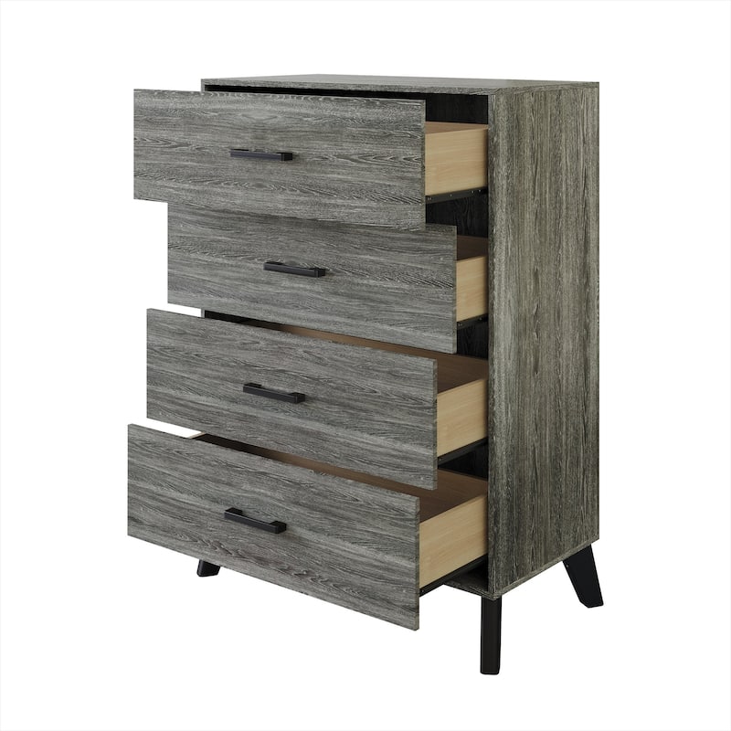 CraftPorch 4-pieces Contemporary Beige Bed with Dark Grey Furniture Bedroom Set