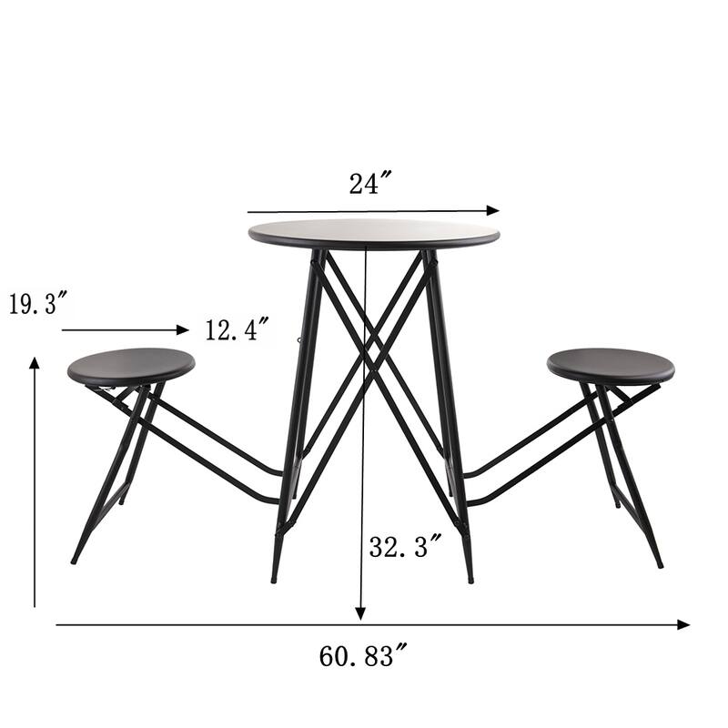GDFStudio - Mason Multi-Use Foldable Side Table and Seating Set with Sleek Industrial Style