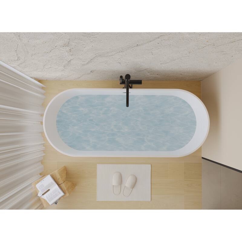 GDFStudio - Lillian Modern Freestanding Acrylic Soaking Bathtub with Ergonomic Comfort Design