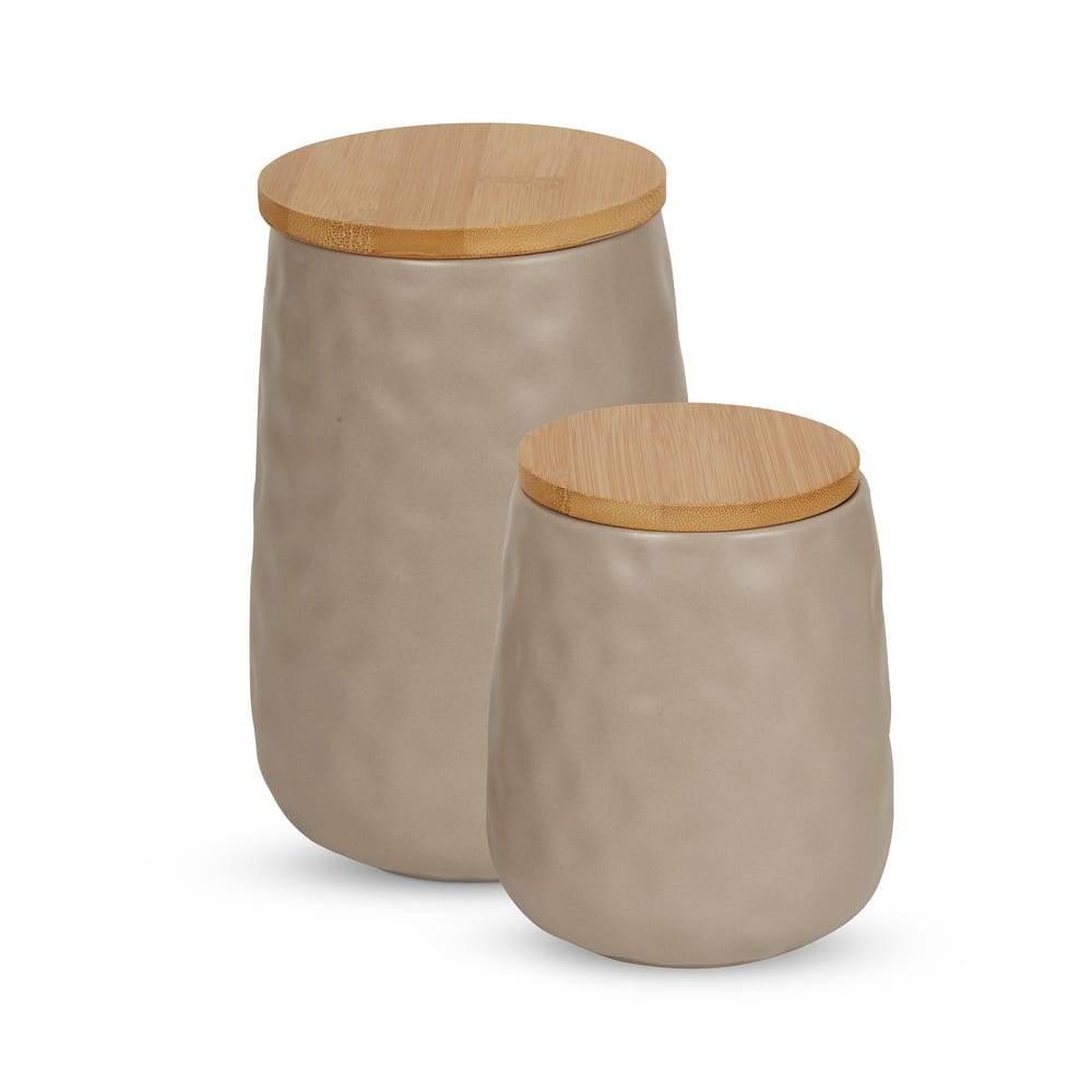Matte Dimple Texture Ceramic Canister (Set of 2) - 3.25 Cup/5.75 Cup