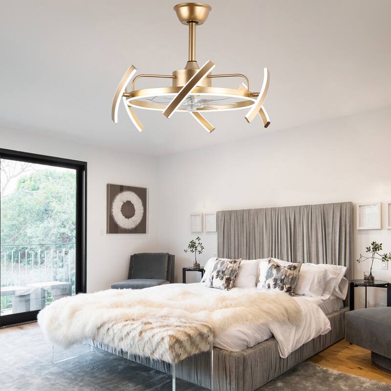 Oaks Aura DeClue 24in. 6 DIY-Shape Smart Ceiling Fan with Light,Cyberpunk Futuristic 6-Speed Quiet Ceiling Fan w/ Remote