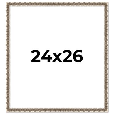 24x26 Frame Silver Versailles Ornate Solid Wood Picture Frame | 1 Inch