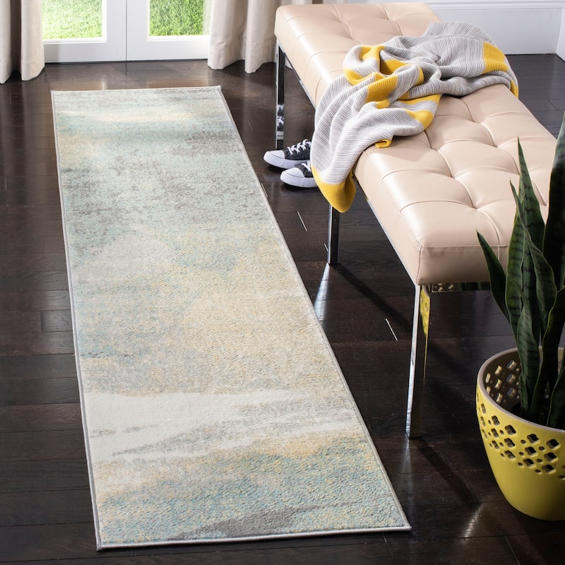 SAFAVIEH Jasper Candis Modern Abstract Rug - 2' x 14' Runner - Grey/Gold