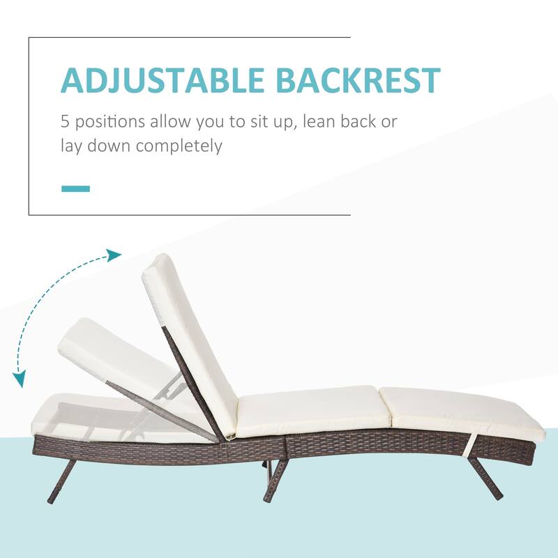Outsunny 5 Position Adjustable Outdoor PE Rattan Wicker Chaise Patio Louge Chair