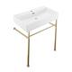 Claire Ceramic Console Sink White Basin Gold Legs