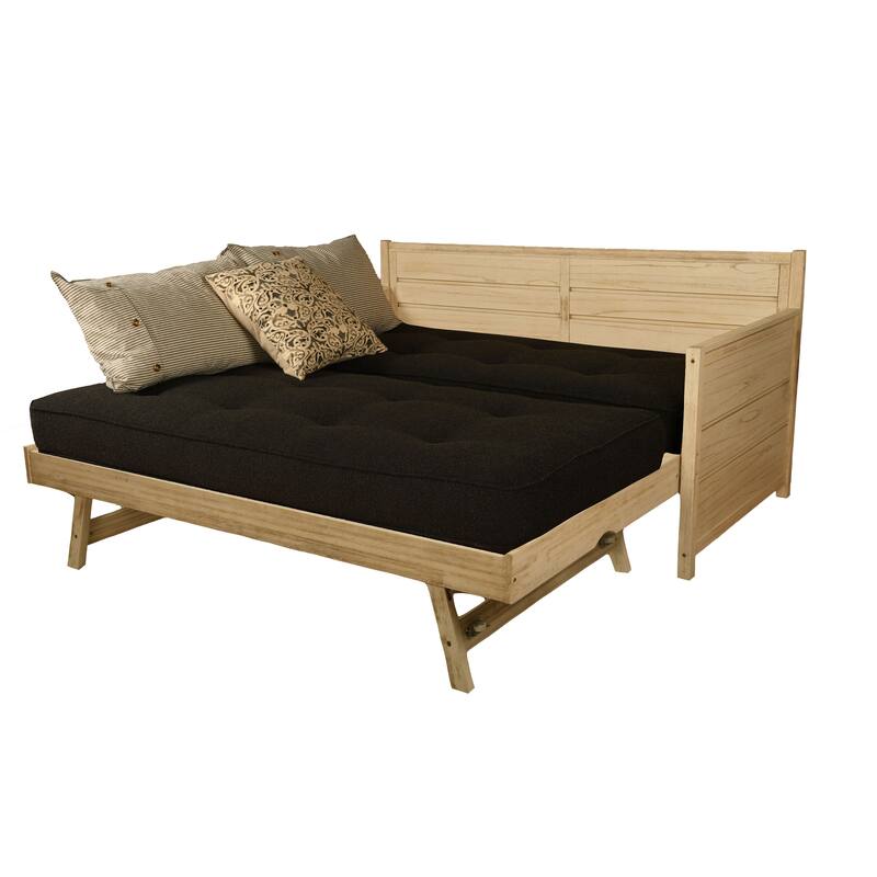 Somette Marisa Daybed with Pop Up Trundle in Weathered White with Mattresses