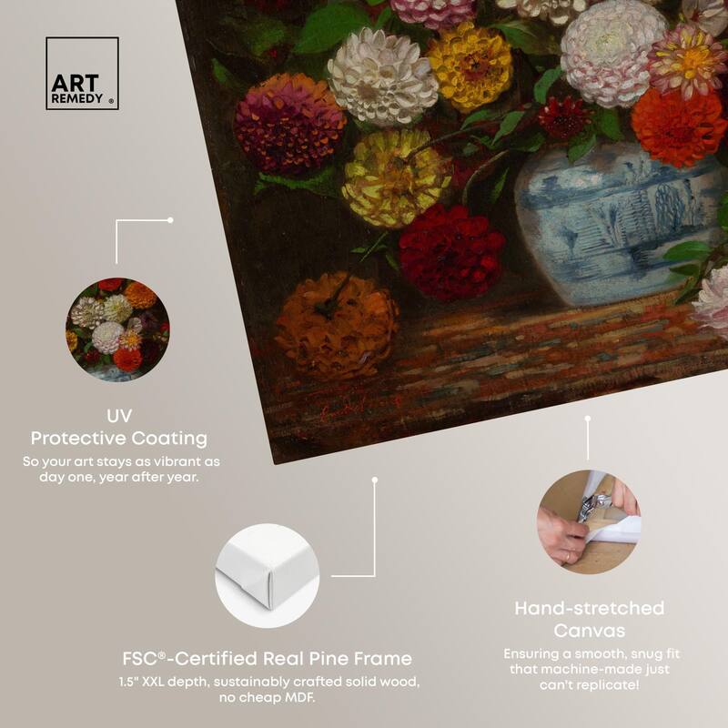 Still Life with Dahlias Canvas by Art Remedy, Gallery Wrapped