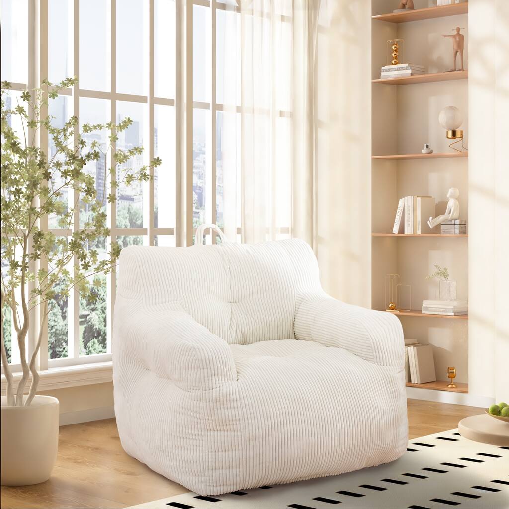 Oversized Adult Bean Bag Chair with High Density Memory Foam, Armrests, and Ergonomic Design for Bedroom and Office