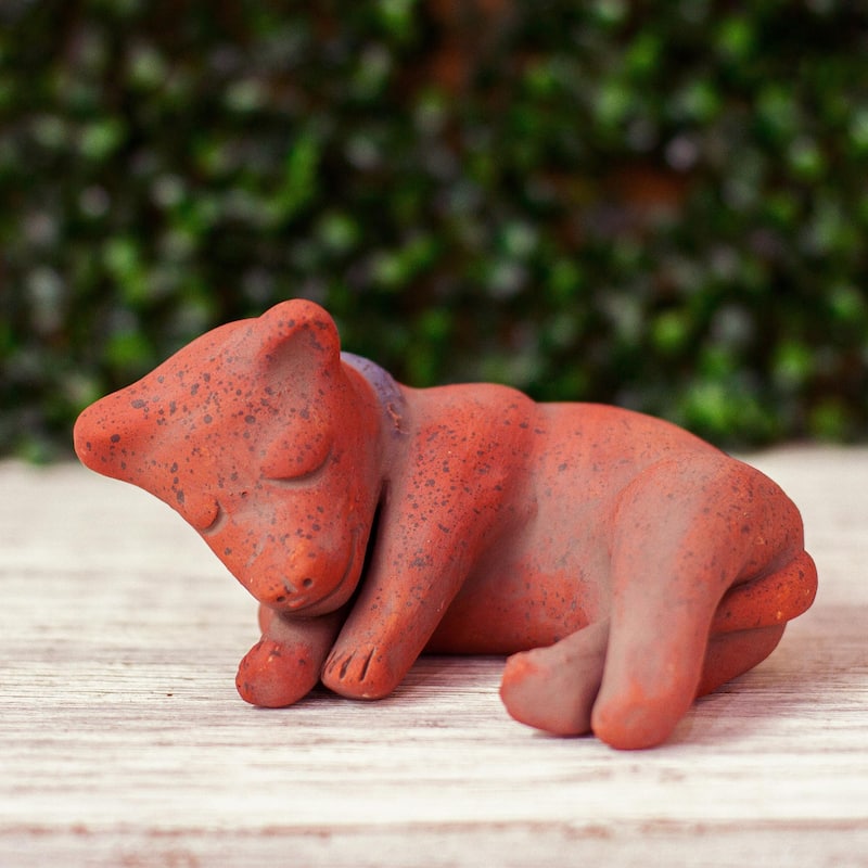 Novica Handmade Tlachichi Puppy Ceramic Figurine