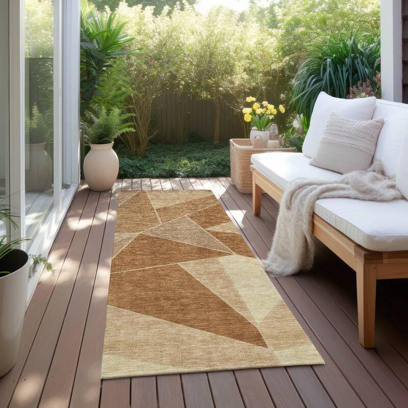 Machine Washable Indoor/ Outdoor Chantille Modern Mosaic Rug