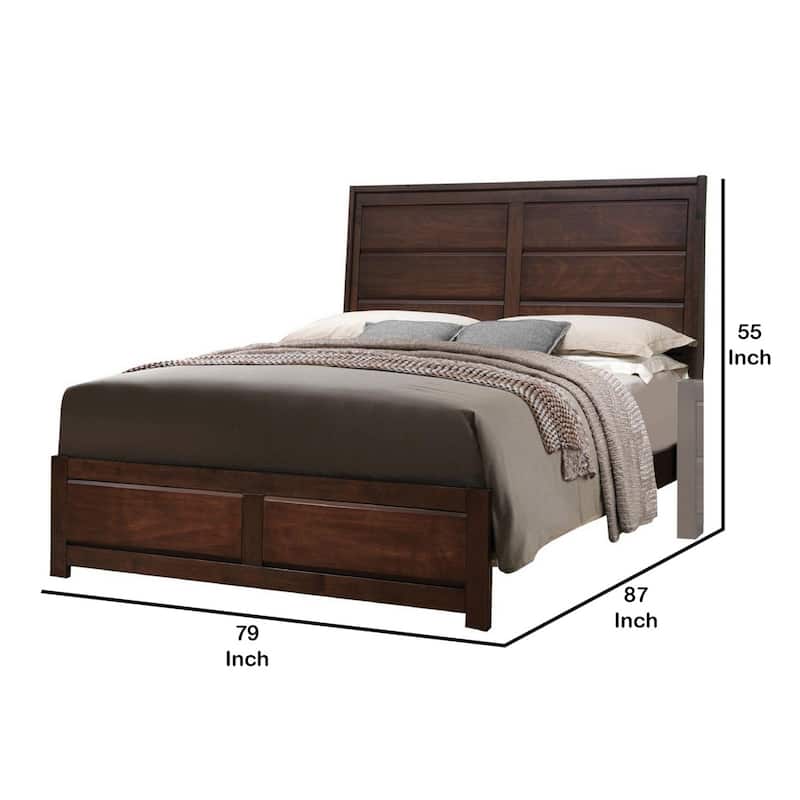 Raised Panel Design Wooden Eastern King Bed with Sleek Legs, Walnut Brown