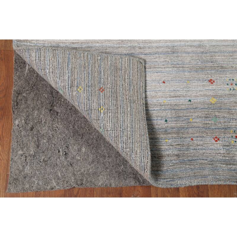 All-Over Striped Gabbeh Oriental Area Rug Hand-Knotted Wool Carpet - 8'2"x 9'9"