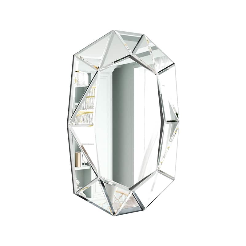 Irregular Glass Wall Art Mirror with Beveled Diamond Edge Accent Mirror
