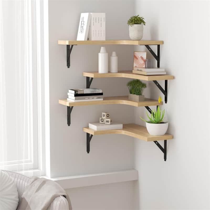 Corner Floating Shelves Wall Mounted Set of 4 - 11.4"D x 16"W x 0.6"H