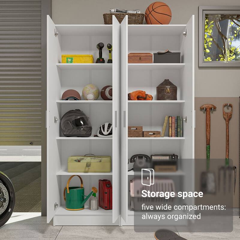 Madesa Garage Set 2 Pantry Storage Cabinet with 10 Utility Shelves 47"L Wooden Organization Unit for Garage