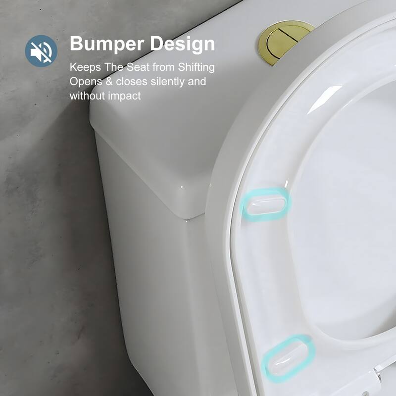 HOROW 1 Piece High Efficiency Dual Flush Toilet White 0.8 1.28 GPF Seat Included Brushed Gold Button - N/A