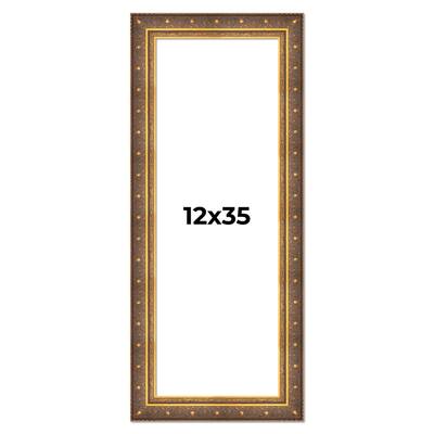 12x35 Frame Vintage Gold Solid Wood Picture Frame | 2.5 Inch Moulding