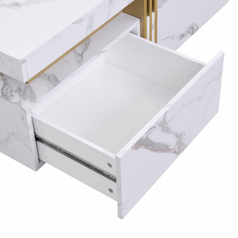 Modern Square Storage Coffee Table With 4 Drawers