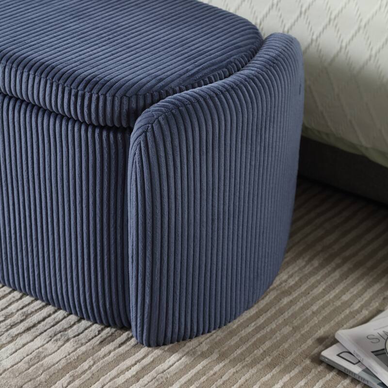 Entryway Upholstered Fabric Storage Ottoman