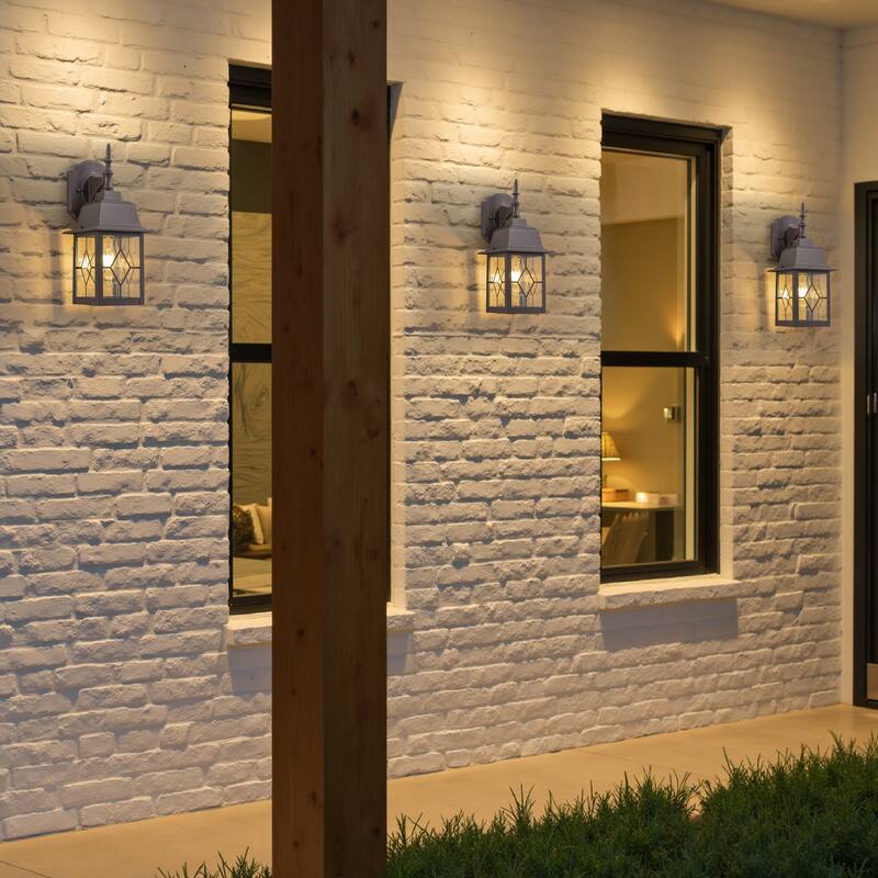 C Cattleya 2-Pack 14in ORB Outdoor Wall Lantern Sconce with Seeded Glass