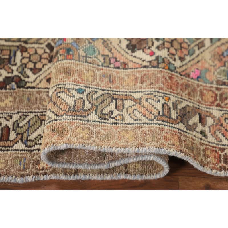 Garden Design Beige Bakhtiari Persian Vintage Rug Handmade Wool Carpet - 3'10"x 5'1"