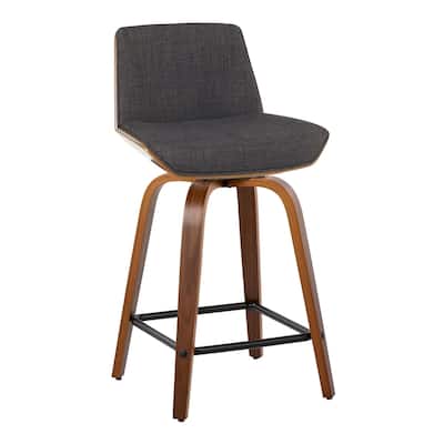 Carson Carrington Clemens 24" Fixed-Height Counter Stool with Bent Wood Legs & Square Footrest (Set of 2)