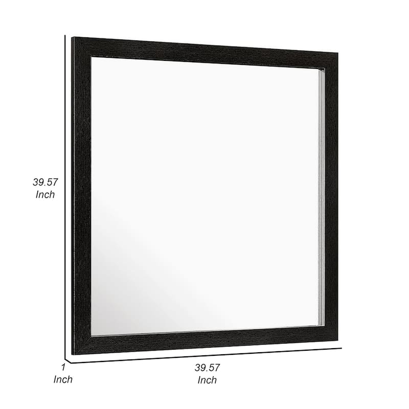 Sami 40 x 40 Dresser Mirror, Embossed Texture, Modern Style, Black Wood (Mirror Only)