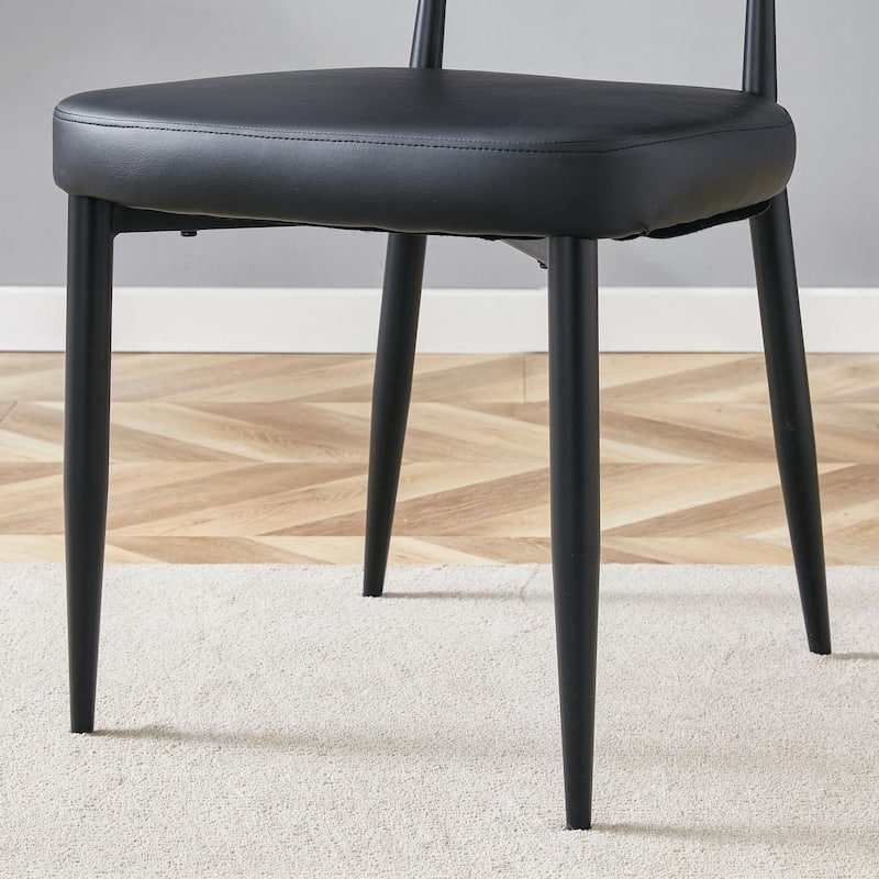 Black Minimalist Ergonomic Dining Chair, With A Curved Backrest For Comfortable Design,Unlocking A Comfortable And Minim