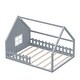 preview thumbnail 26 of 31, Full Size House Bed with Window and Fence Design, Solid Wood Floor Montessori Bed with LED Light and Roof Frame