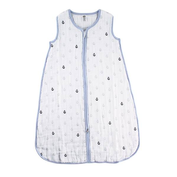 slide 1 of 1, Hudson Baby Infant Boy Muslin Cotton Sleeveless Wearable Sleeping Bag, Sack, Blanket, Anchor 6-12 Months - Anchor