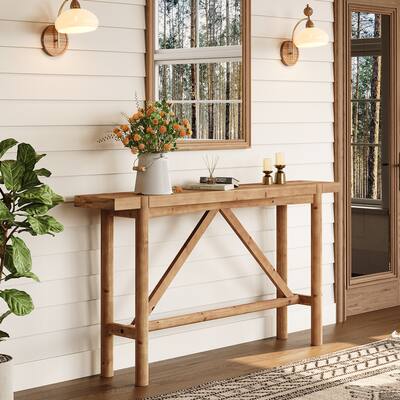 Solid Wood Console Table for Entryway, 63" Long Farmhouse Sofa Table