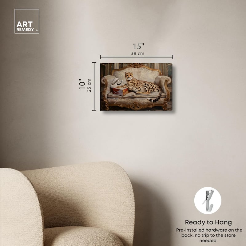 Lounging Sneaker Cheetah Canvas by Art Remedy, Gallery Wrapped